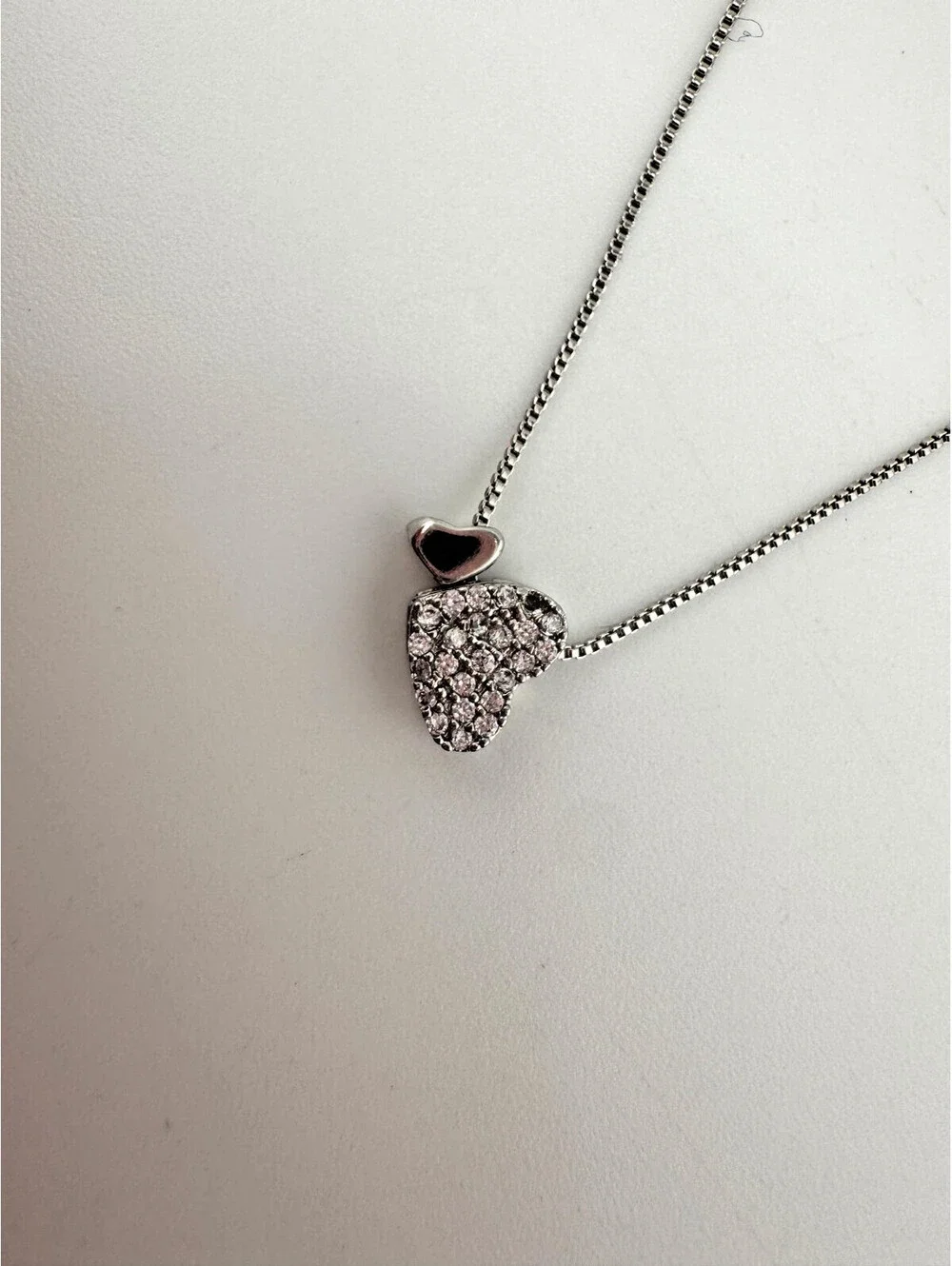 925 Sterling Silver Dainty Heart Necklace Minimalist CZ Pendant Gift for Her